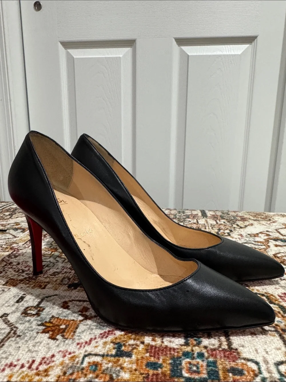 Christian Louboutin Black Leather So Kate Pumps with Signature Red Soles